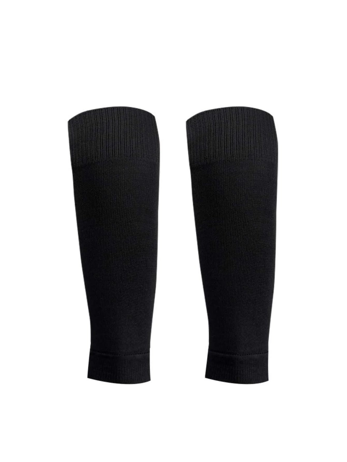 Pair of black compression shin guard sleeves for soccer