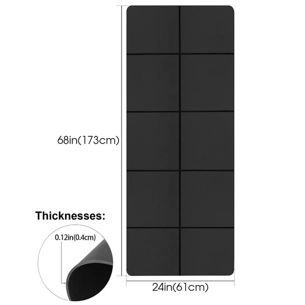 Exercise mat dimensions 68x24 inches with 0.12 inch thickness specifications