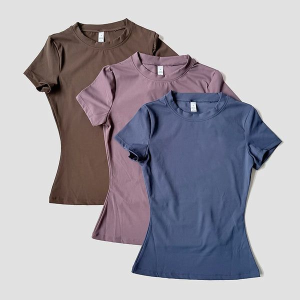 Coffee, purple and navy seamless athletic shirts